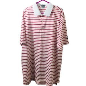 Fennec Golf Polo Shirt Men Sz XL White/Red Stripe Golfer Golfing Outdoor Casual